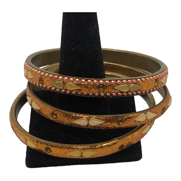 Three Bronze Bohemian Trendy Intricate Decorative Patterns Style Bracelets - Picture 3 of 6